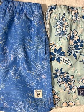 The Endless Summer *lot of 2* boys bathing suits swim trunks blue floral size 12